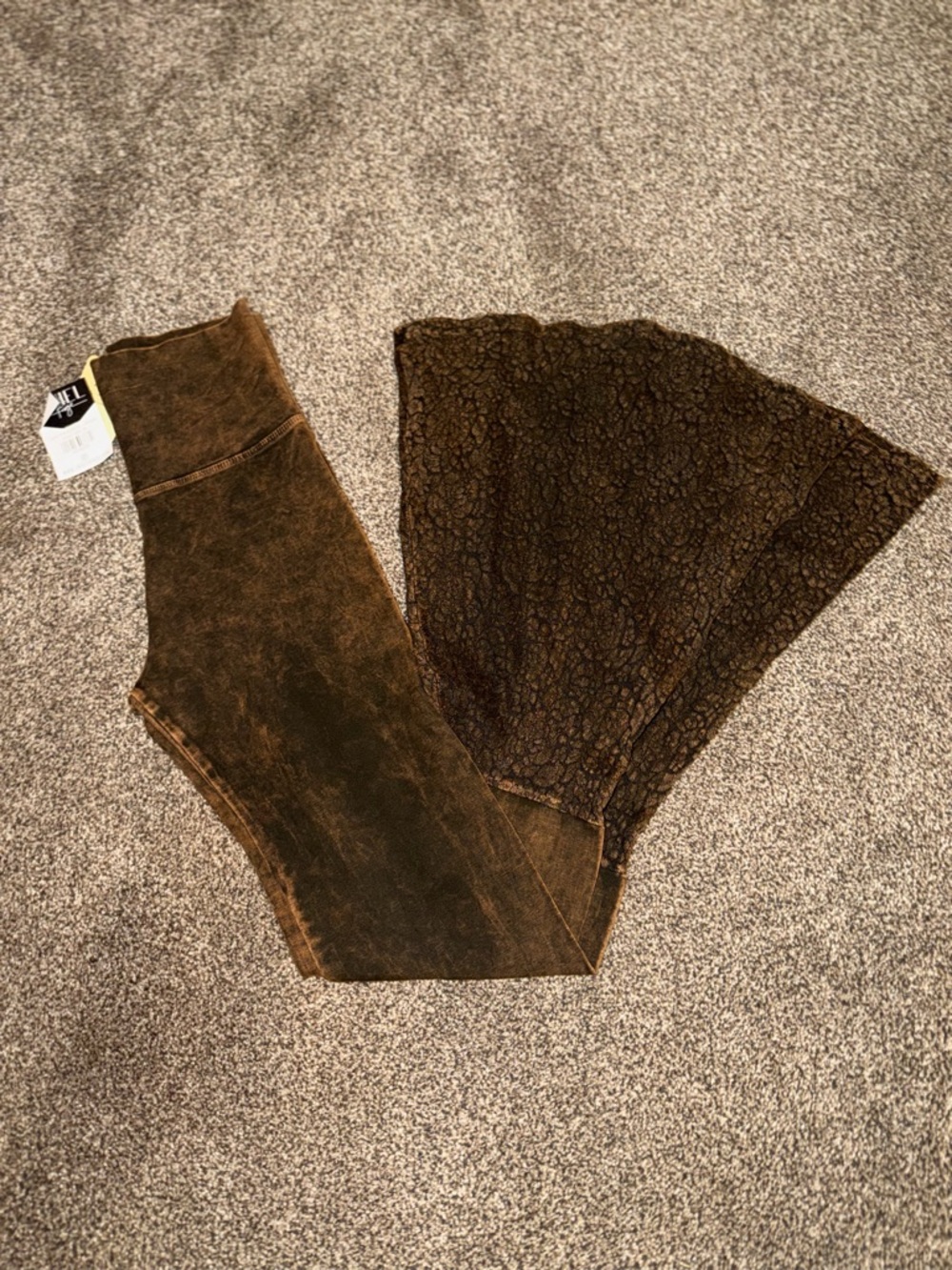T Party Fashion Brown Flared Lace-Bell Leggings